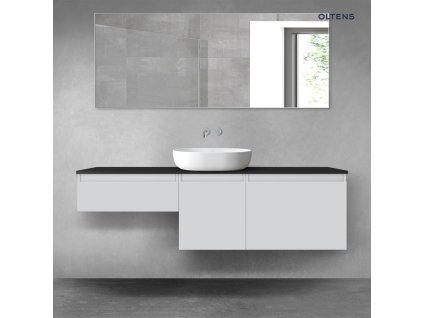 Oltens Vernal sada koupelnového nábytku 160 cm s horní deskou, matná šedá/matná černá 68437700