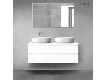 Oltens Vernal závěsná umyvadlová skříňka 120 cm s deskou, lesklá bílá 68466000