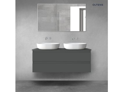 Oltens Vernal závěsná umyvadlová skříňka 120 cm s deskou, matná grafitová 68466400
