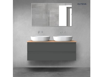 Oltens Vernal sada koupelnového nábytku 120 cm s horní deskou, matná grafitová/dub 68467400