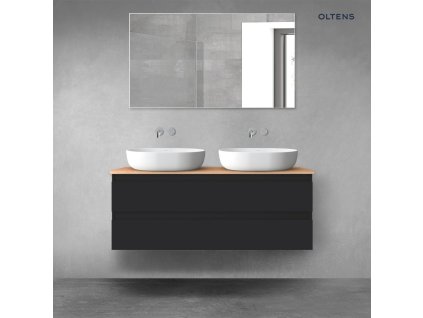 Oltens Vernal sada koupelnového nábytku 120 cm s horní deskou, matná černá/dub 68467300