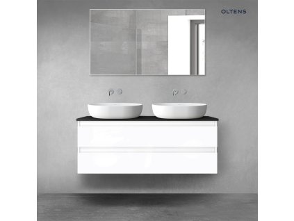 Oltens Vernal sada koupelnového nábytku 120 cm s horní deskou, lesklá bílá/matná černá 68468000