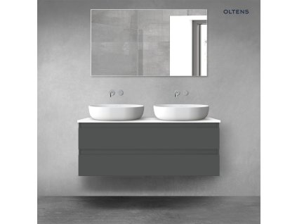 Oltens Vernal sada koupelnového nábytku 120 cm s horní deskou, matná grafitová/lesklá bílá 68469400