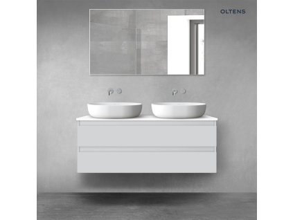 Oltens Vernal sada koupelnového nábytku 120 cm s horní deskou, matná šedá/lesklá bílá 68469700