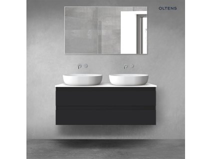 Oltens Vernal sada koupelnového nábytku 120 cm s horní deskou, matná černá/lesklá bílá 68469300