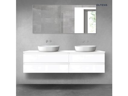 Oltens Vernal sada koupelnového nábytku 180 cm s horní deskou, lesklá bílá 68551000