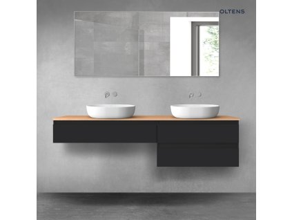 Oltens Vernal sada koupelnového nábytku 180 cm s horní deskou, matná černá/dub 68562300