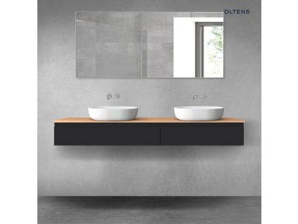 Oltens Vernal sada koupelnového nábytku 180 cm s horní deskou, matná černá/dub 68565300