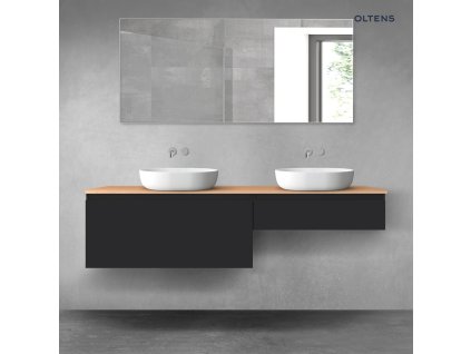 Oltens Vernal sada koupelnového nábytku 180 cm s horní deskou, matná černá/dub 68566300