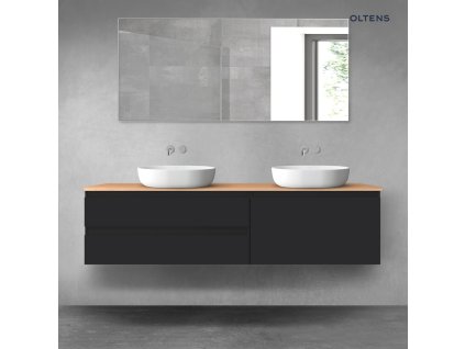 Oltens Vernal sada koupelnového nábytku 180 cm s horní deskou, matná černá/dub 68567300