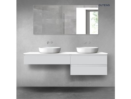 Oltens Vernal sada koupelnového nábytku 180 cm s horní deskou, matná šedá/lesklá bílá 68571700