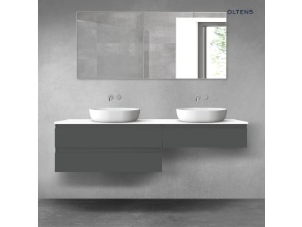 Oltens Vernal sada koupelnového nábytku 180 cm s horní deskou, matná grafitová/lesklá bílá 68573400