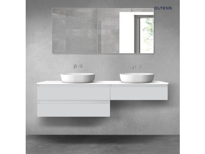 Oltens Vernal sada koupelnového nábytku 180 cm s horní deskou, matná šedá/lesklá bílá 68573700