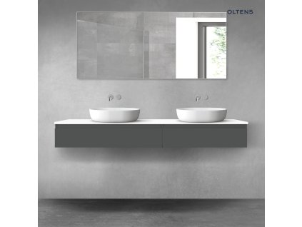 Oltens Vernal sada koupelnového nábytku 180 cm s horní deskou, matná grafitová/lesklá bílá 68574400