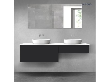 Oltens Vernal sada koupelnového nábytku 180 cm s horní deskou, matná černá/lesklá bílá 68575300