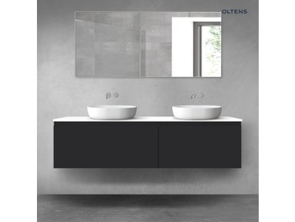 Oltens Vernal sada koupelnového nábytku 180 cm s horní deskou, matná černá/lesklá bílá 68578300