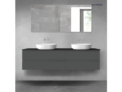 Oltens Vernal sada koupelnového nábytku 180 cm s horní deskou, matná grafitová/matná černá 68579400
