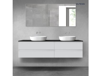 Oltens Vernal sada koupelnového nábytku 180 cm s horní deskou, matná šedá/matná černá 68579700