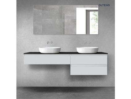 Oltens Vernal sada koupelnového nábytku 180 cm s horní deskou, matná šedá/matná černá 68580700