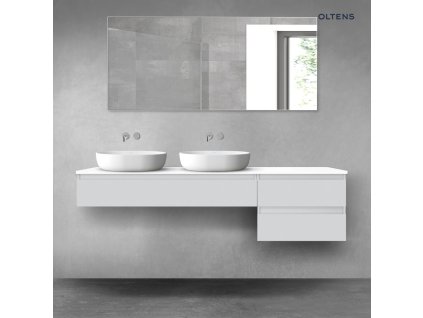 Oltens Vernal sada koupelnového nábytku 180 cm s horní deskou, matná šedá/lesklá bílá 68607700