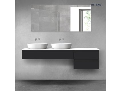 Oltens Vernal sada koupelnového nábytku 180 cm s horní deskou, matná černá/lesklá bílá 68607300