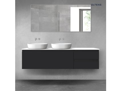 Oltens Vernal sada koupelnového nábytku 180 cm s horní deskou, matná černá/lesklá bílá 68608300