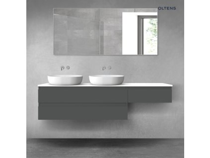 Oltens Vernal sada koupelnového nábytku 180 cm s horní deskou, matná grafitová/lesklá bílá 68609400