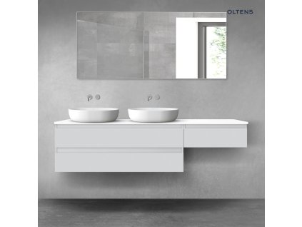 Oltens Vernal sada koupelnového nábytku 180 cm s horní deskou, matná šedá/lesklá bílá 68609700