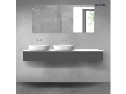 Oltens Vernal sada koupelnového nábytku 180 cm s horní deskou, matná grafitová/lesklá bílá 68610400