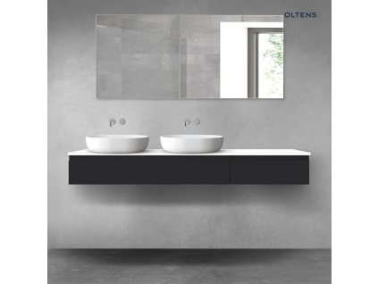 Oltens Vernal sada koupelnového nábytku 180 cm s horní deskou, matná černá/lesklá bílá 68610300