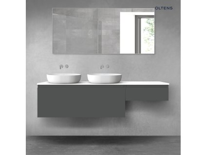 Oltens Vernal sada koupelnového nábytku 180 cm s horní deskou, matná grafitová/lesklá bílá 68611400