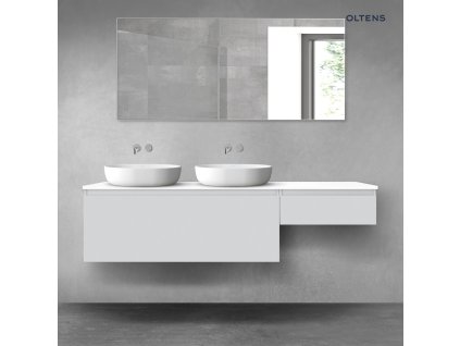 Oltens Vernal sada koupelnového nábytku 180 cm s horní deskou, matná šedá/lesklá bílá 68611700