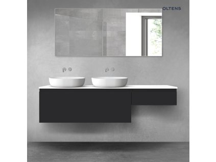 Oltens Vernal sada koupelnového nábytku 180 cm s horní deskou, matná černá/lesklá bílá 68611300