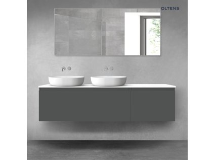 Oltens Vernal sada koupelnového nábytku 180 cm s horní deskou, matná grafitová/lesklá bílá 68614400