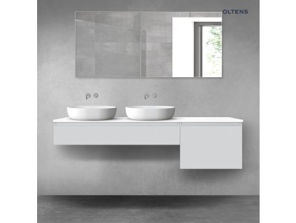 Oltens Vernal sada koupelnového nábytku 180 cm s horní deskou, matná šedá/lesklá bílá 68613700