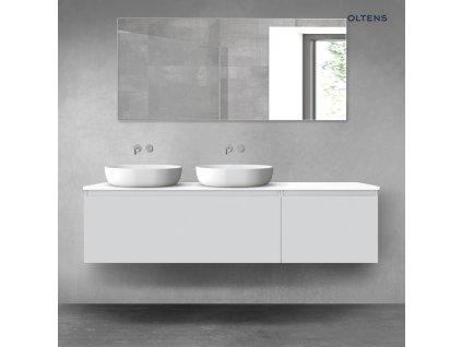 Oltens Vernal sada koupelnového nábytku 180 cm s horní deskou, matná šedá/lesklá bílá 68614700