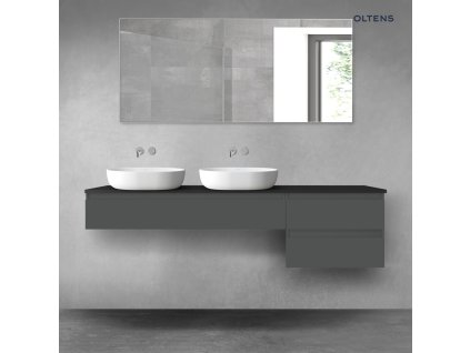 Oltens Vernal sada koupelnového nábytku 180 cm s horní deskou, matná grafitová/matná černá 68616400