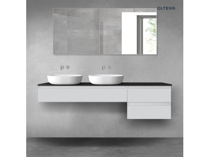 Oltens Vernal sada koupelnového nábytku 180 cm s horní deskou, matná šedá/matná černá 68616700