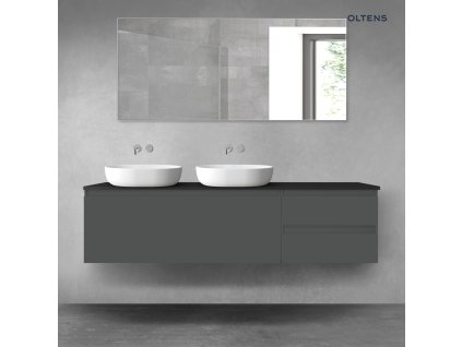 Oltens Vernal sada koupelnového nábytku 180 cm s horní deskou, matná grafitová/matná černá 68617400