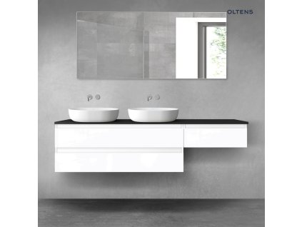 Oltens Vernal sada koupelnového nábytku 180 cm s horní deskou, lesklá bílá/matná černá 68618000