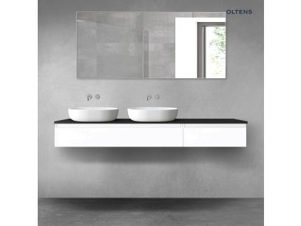 Oltens Vernal sada koupelnového nábytku 180 cm s horní deskou, lesklá bílá/matná černá 68619000