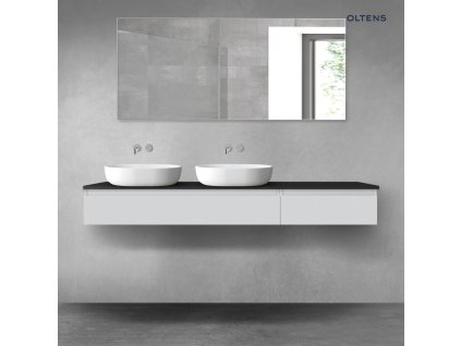 Oltens Vernal sada koupelnového nábytku 180 cm s horní deskou, matná šedá/matná černá 68619700