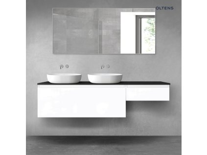 Oltens Vernal sada koupelnového nábytku 180 cm s horní deskou, lesklá bílá/matná černá 68620000