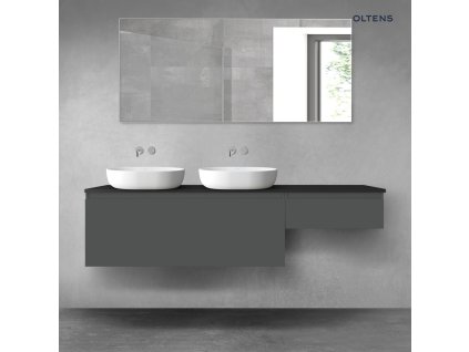 Oltens Vernal sada koupelnového nábytku 180 cm s horní deskou, matná grafitová/matná černá 68620400