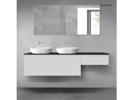 Oltens Vernal sada koupelnového nábytku 180 cm s horní deskou, matná šedá/matná černá 68620700