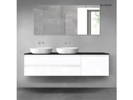 Oltens Vernal sada koupelnového nábytku 180 cm s horní deskou, lesklá bílá/matná černá 68621000