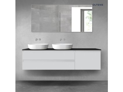 Oltens Vernal sada koupelnového nábytku 180 cm s horní deskou, matná šedá/matná černá 68621700