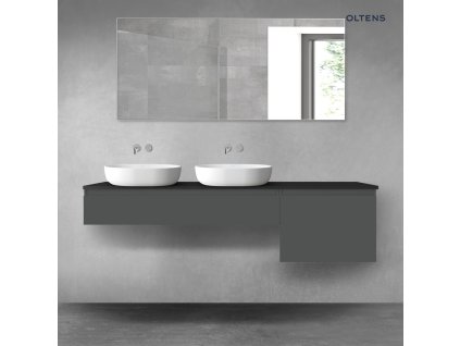 Oltens Vernal sada koupelnového nábytku 180 cm s horní deskou, matná grafitová/matná černá 68622400