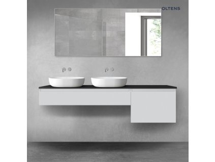 Oltens Vernal sada koupelnového nábytku 180 cm s horní deskou, matná šedá/matná černá 68622700