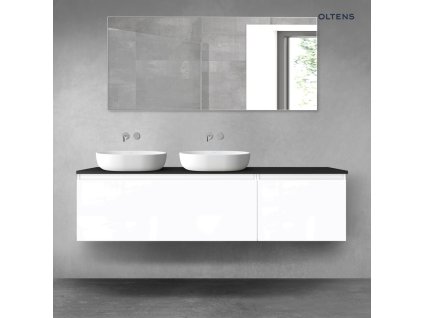 Oltens Vernal sada koupelnového nábytku 180 cm s horní deskou, lesklá bílá/matná černá 68623000